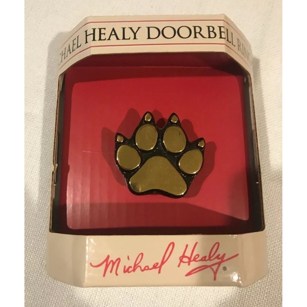 New Michael Healy Dog Paw Doorbell Ringer - Brass